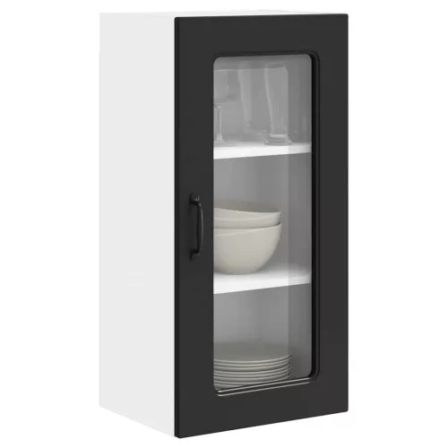 Fali konyhaszekrény 2 pcs Fekete 40 x 31 x 80 cm Faanyag