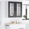 Fali konyhaszekrény 2 pcs Fekete 40 x 31 x 80 cm Faanyag