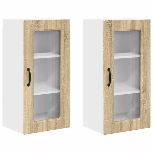 Fali konyhaszekrény 2 pcs Sonoma tölgy 40 x 31 x 80 cm Faanyag
