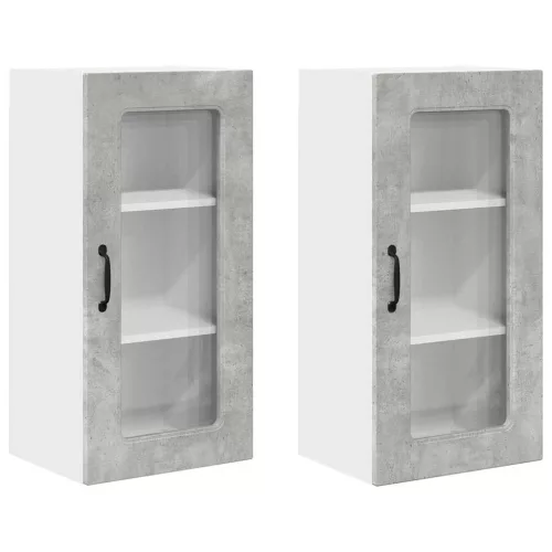 Fali konyhaszekrény 2 pcs Beton Szürke 40 x 31 x 80 cm Faanyag
