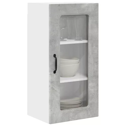 Fali konyhaszekrény 2 pcs Beton Szürke 40 x 31 x 80 cm Faanyag