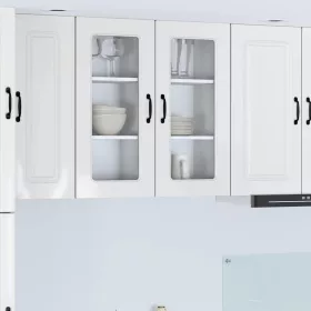   Fali konyhaszekrény 2 pcs Magas Fényű Fehér 40 x 31 x 80 cm