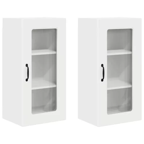 Fali konyhaszekrény 2 pcs Magas Fényű Fehér 40 x 31 x 80 cm
