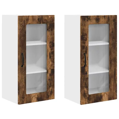 Fali konyhaszekrény 2 pcs Füstölt tölgy 40 x 31 x 80 cm Faanyag