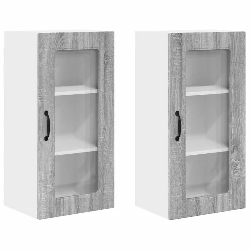 Fali konyhaszekrény 2 pcs Szürke Sonoma 40 x 31 x 80 cm Faanyag