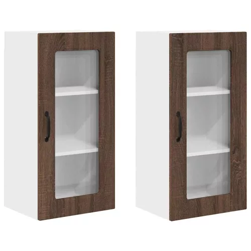 Fali konyhaszekrény 2 pcs Barna Tölgy 40 x 31 x 80 cm Faanyag