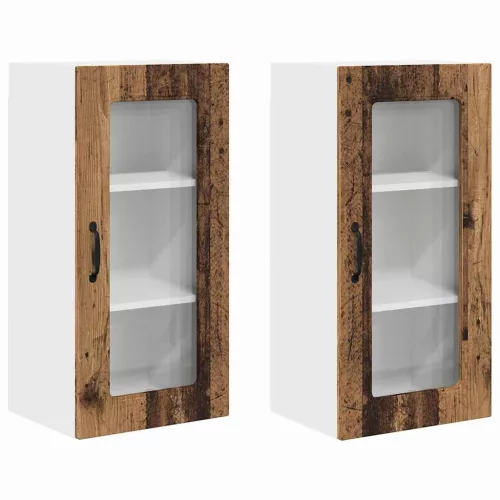 Fali konyhaszekrény 2 pcs Öreg fa 40 x 31 x 80 cm Faanyag