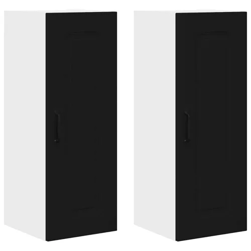 Fali konyhaszekrény 2 pcs Fekete 30 x 31 x 80 cm Faanyag