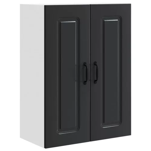 Fali konyhaszekrény polcokkal Fekete 60 x 31 x 80 cm Faanyag