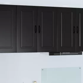   Fali konyhaszekrény polcokkal Fekete 80 x 31 x 80 cm Faanyag