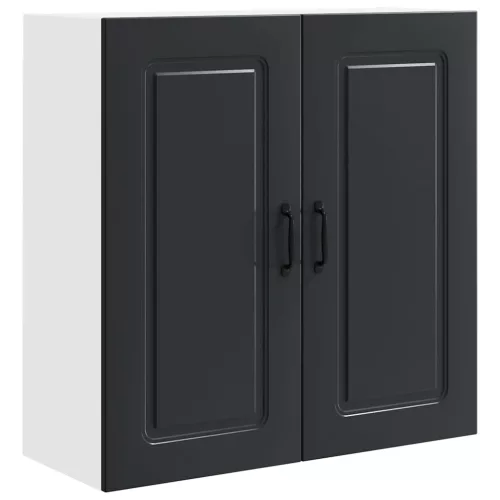 Fali konyhaszekrény polcokkal Fekete 80 x 31 x 80 cm Faanyag