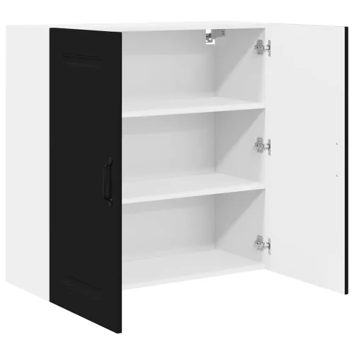 Fali konyhaszekrény polcokkal Fekete 80 x 31 x 80 cm Faanyag