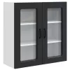 Fali konyhaszekrény polcokkal Fekete 80 x 31 x 80 cm Faanyag
