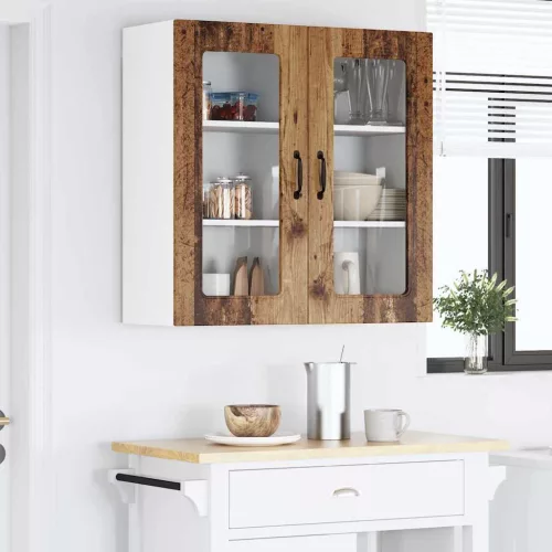 Fali konyhaszekrény polcokkal Öreg fa 80 x 31 x 80 cm Faanyag