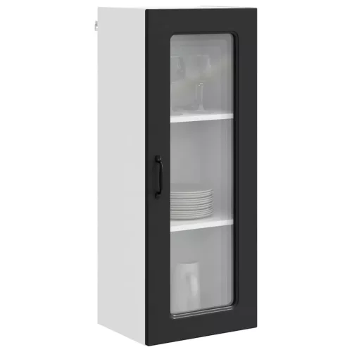 Fali konyhaszekrény polcokkal Fekete 40 x 31 x 100 cm Faanyag