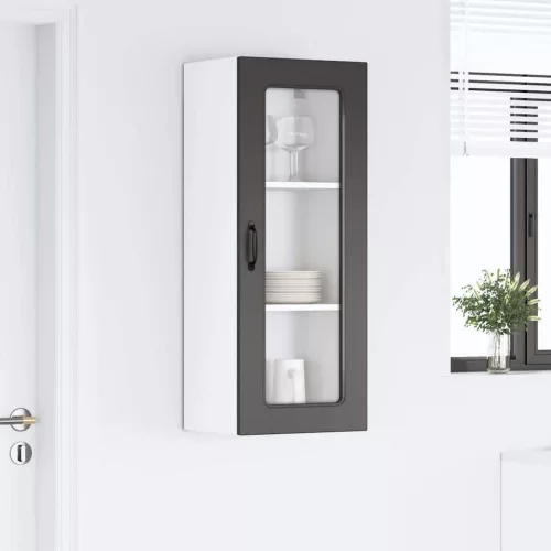 Fali konyhaszekrény polcokkal Fekete 40 x 31 x 100 cm Faanyag