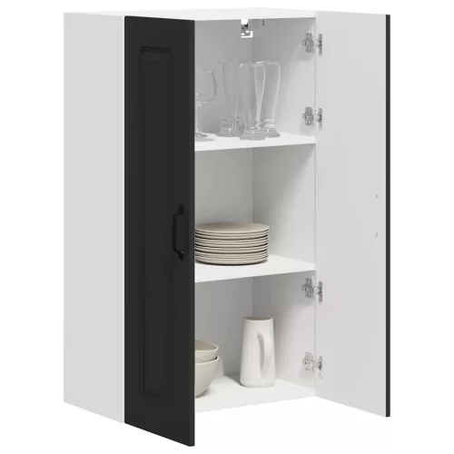 Fali konyhaszekrény polcokkal Fekete 60 x 31 x 100 cm Faanyag