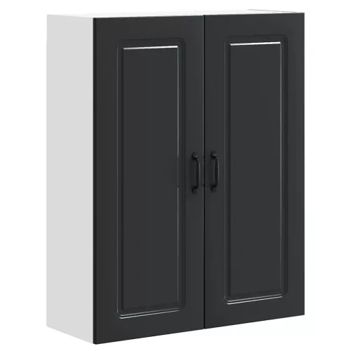Fali konyhaszekrény polcokkal Fekete 80 x 31 x 100 cm Faanyag
