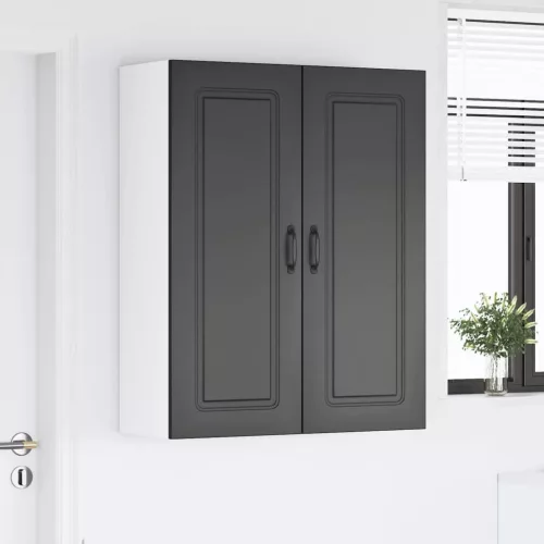 Fali konyhaszekrény polcokkal Fekete 80 x 31 x 100 cm Faanyag