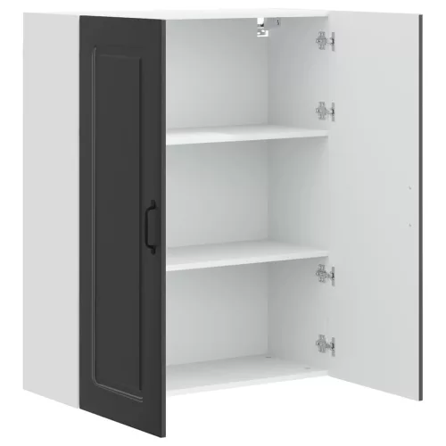 Fali konyhaszekrény polcokkal Fekete 80 x 31 x 100 cm Faanyag