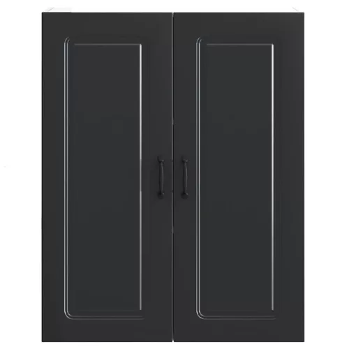 Fali konyhaszekrény polcokkal Fekete 80 x 31 x 100 cm Faanyag