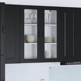   Fali konyhaszekrény polcokkal Fekete 80 x 31 x 100 cm Faanyag