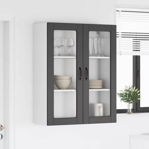 Fali konyhaszekrény polcokkal Fekete 80 x 31 x 100 cm Faanyag