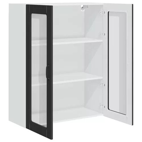 Fali konyhaszekrény polcokkal Fekete 80 x 31 x 100 cm Faanyag