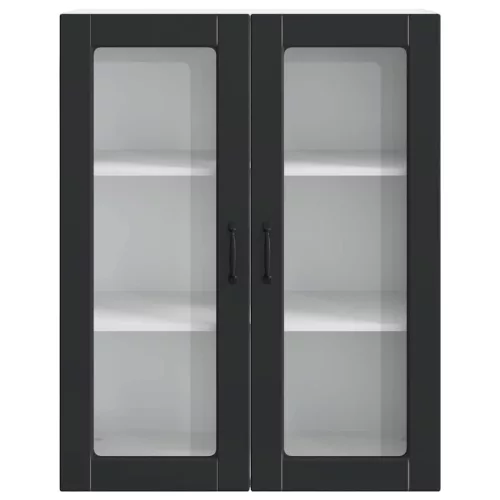 Fali konyhaszekrény polcokkal Fekete 80 x 31 x 100 cm Faanyag