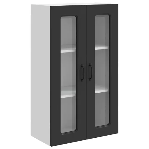 Fali konyhaszekrény polcokkal Fekete 60 x 31 x 100 cm Faanyag