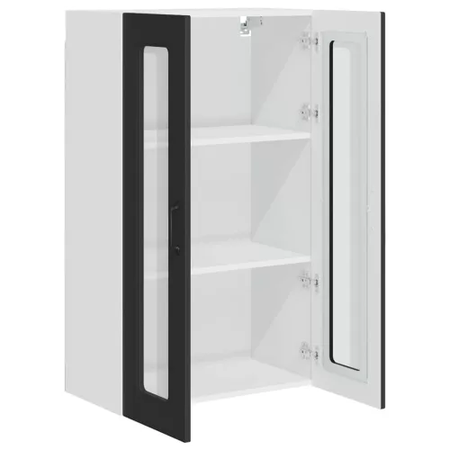 Fali konyhaszekrény polcokkal Fekete 60 x 31 x 100 cm Faanyag