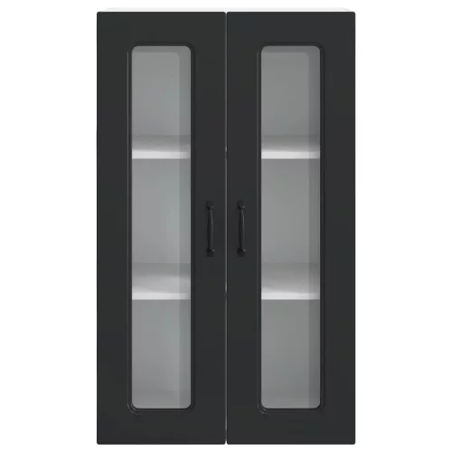 Fali konyhaszekrény polcokkal Fekete 60 x 31 x 100 cm Faanyag