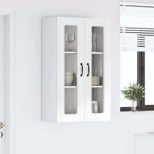 Fali konyhaszekrény Magas Fényű Fehér 60 x 31 x 100 cm Faanyag