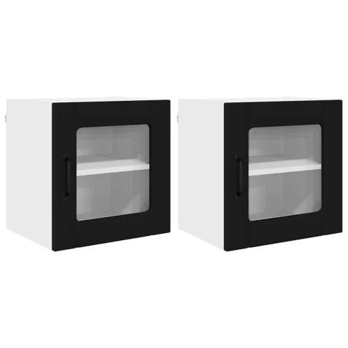 Fali konyhaszekrény 2 pcs Fekete 40 x 31 x 40 cm Faanyag