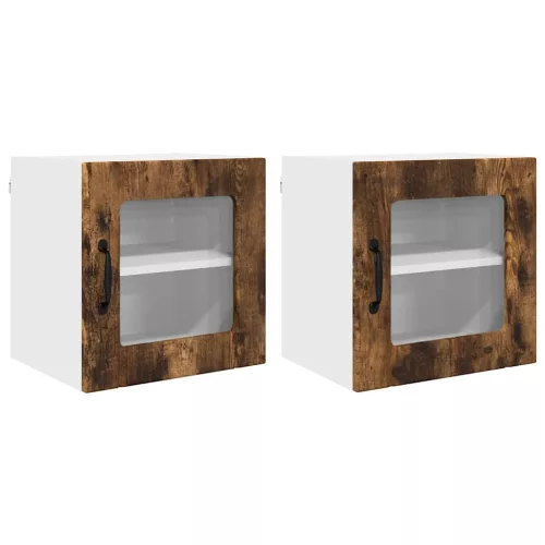 Fali konyhaszekrény 2 pcs Füstölt tölgy 40 x 31 x 40 cm Faanyag