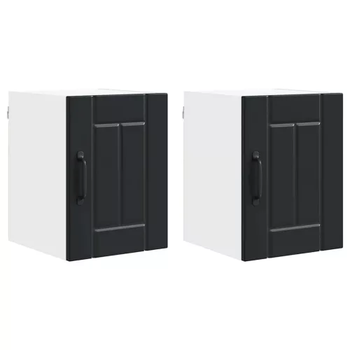 Fali konyhaszekrény 2 pcs Fekete 30 x 31 x 40 cm Faanyag