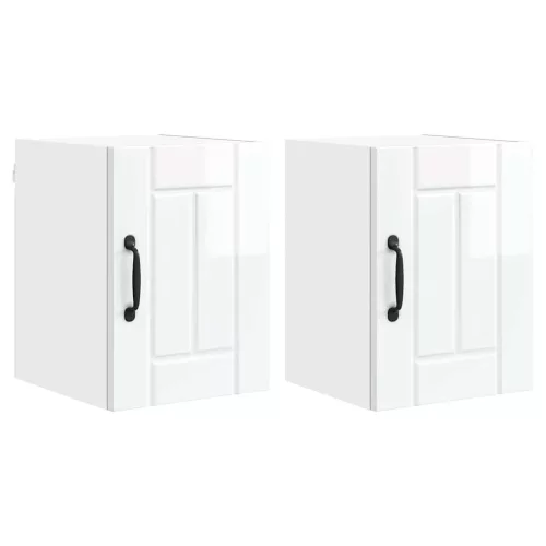 Fali konyhaszekrény 2 pcs Magas Fényű Fehér 30 x 31 x 40 cm
