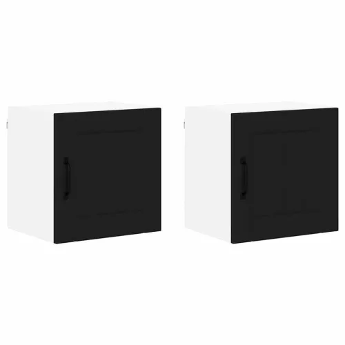 Fali konyhaszekrény 2 pcs Fekete 40 x 31 x 40 cm Faanyag