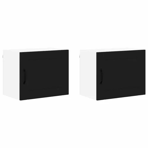 Fali konyhaszekrény 2 pcs Fekete 50 x 31 x 40 cm Faanyag
