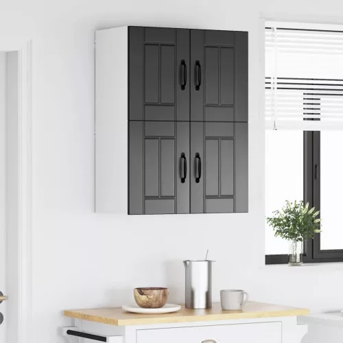 Fali konyhaszekrény 2 pcs Fekete 60 x 31 x 40 cm Faanyag