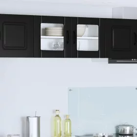   Fali konyhaszekrény polcokkal Fekete 80 x 31 x 40 cm Faanyag