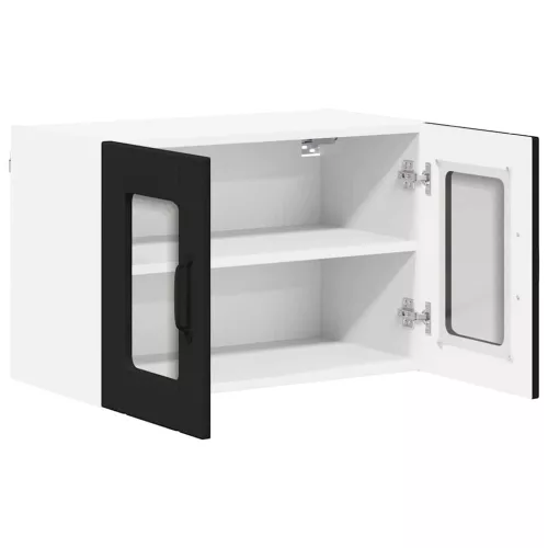 Fali konyhaszekrény polcokkal Fekete 60 x 31 x 40 cm Faanyag