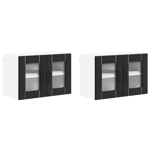 Fali konyhaszekrény 2 pcs Fekete 60 x 31 x 40 cm Faanyag