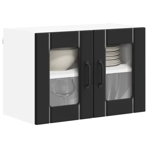 Fali konyhaszekrény 2 pcs Fekete 60 x 31 x 40 cm Faanyag