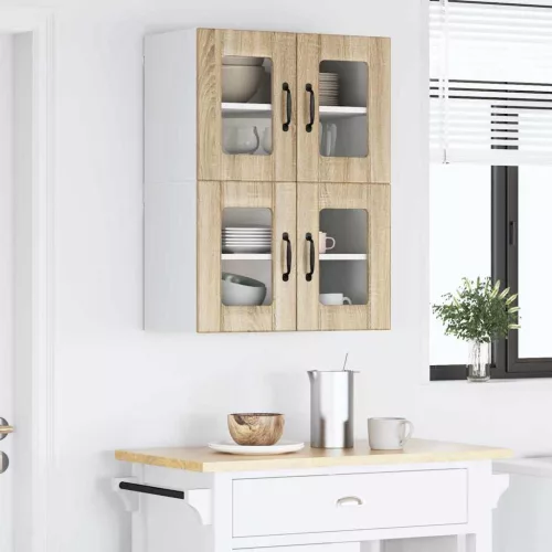 Fali konyhaszekrény 2 pcs Sonoma tölgy 60 x 31 x 40 cm Faanyag