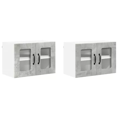Fali konyhaszekrény 2 pcs Beton Szürke 60 x 31 x 40 cm Faanyag