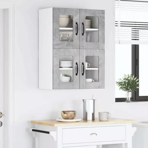 Fali konyhaszekrény 2 pcs Beton Szürke 60 x 31 x 40 cm Faanyag