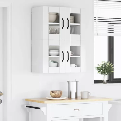 Fali konyhaszekrény 2 pcs Magas Fényű Fehér 60 x 31 x 40 cm
