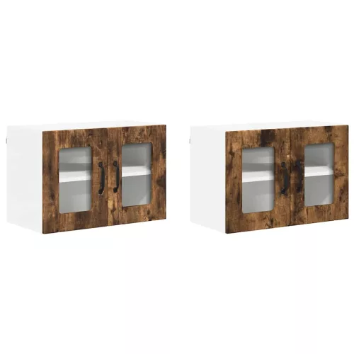 Fali konyhaszekrény 2 pcs Füstölt tölgy 60 x 31 x 40 cm Faanyag