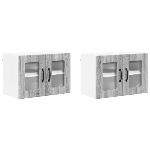 Fali konyhaszekrény 2 pcs Szürke Sonoma 60 x 31 x 40 cm Faanyag